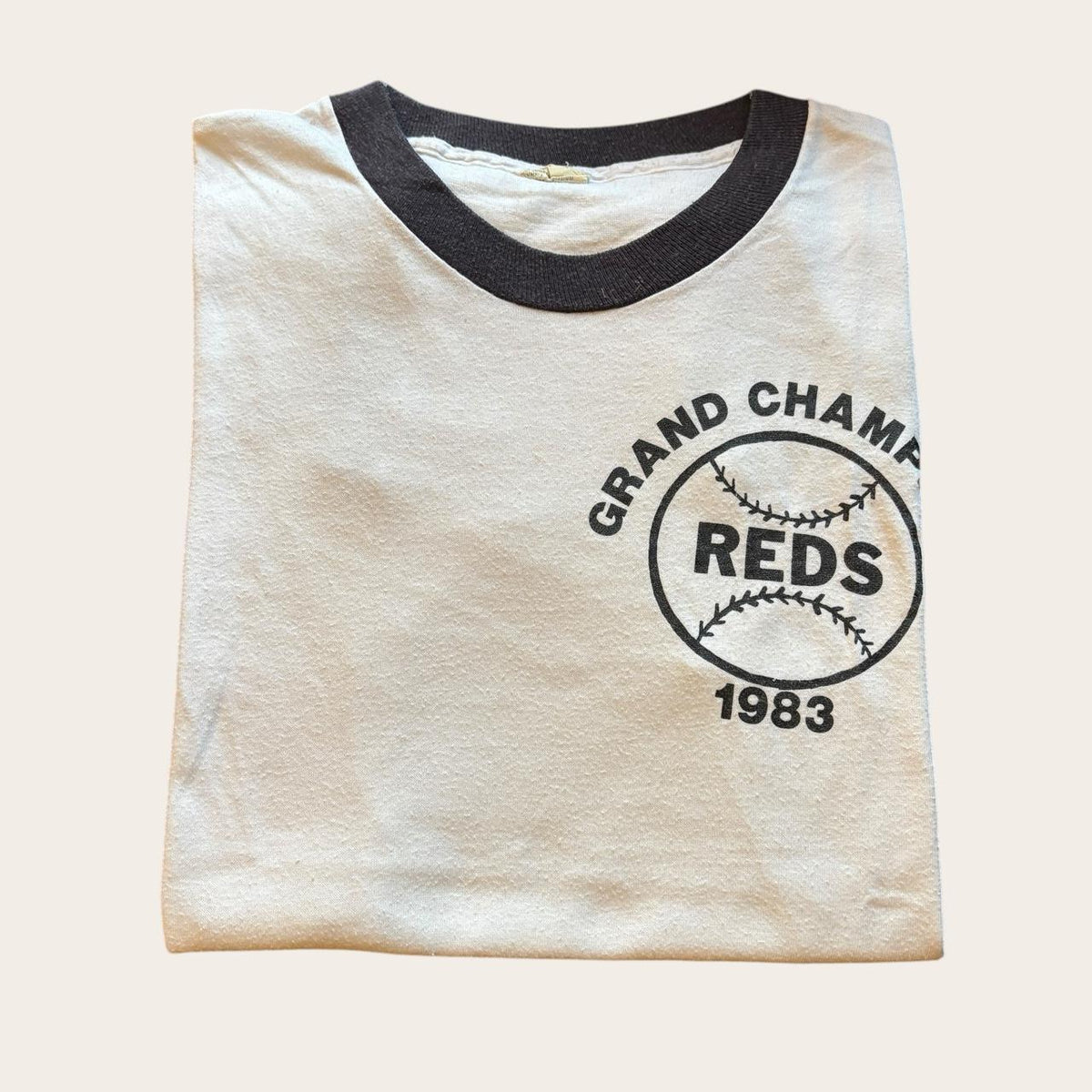 Vintage 80s USA baseball softball Reds grand champions ringer t-shirt