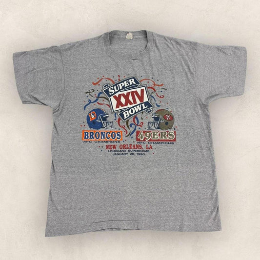 Vintage 90s USA Super Bowl 24 Broncos vs 49ers NFL American Football t-shirt