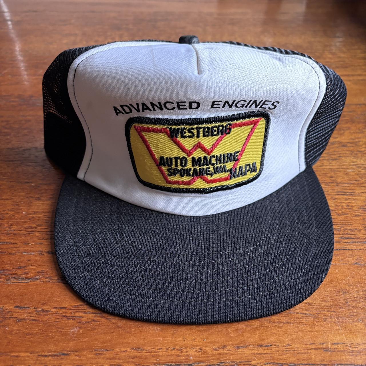 Vintage 90s USA Westberg auto machine advanced engines Spokane graphic trucker cap