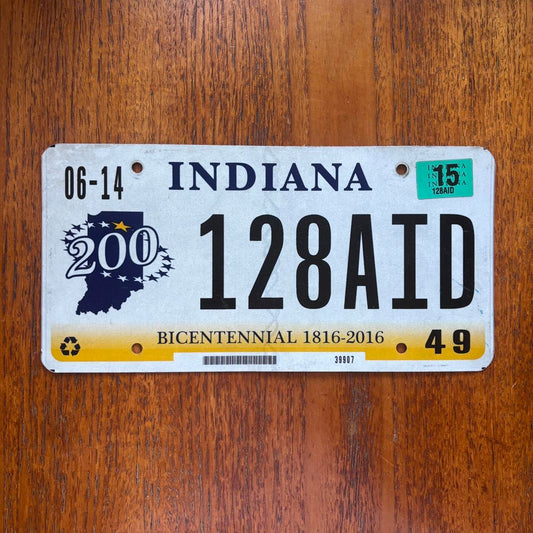 Vintage Y2K USA Indiana state bicentennial American license plate