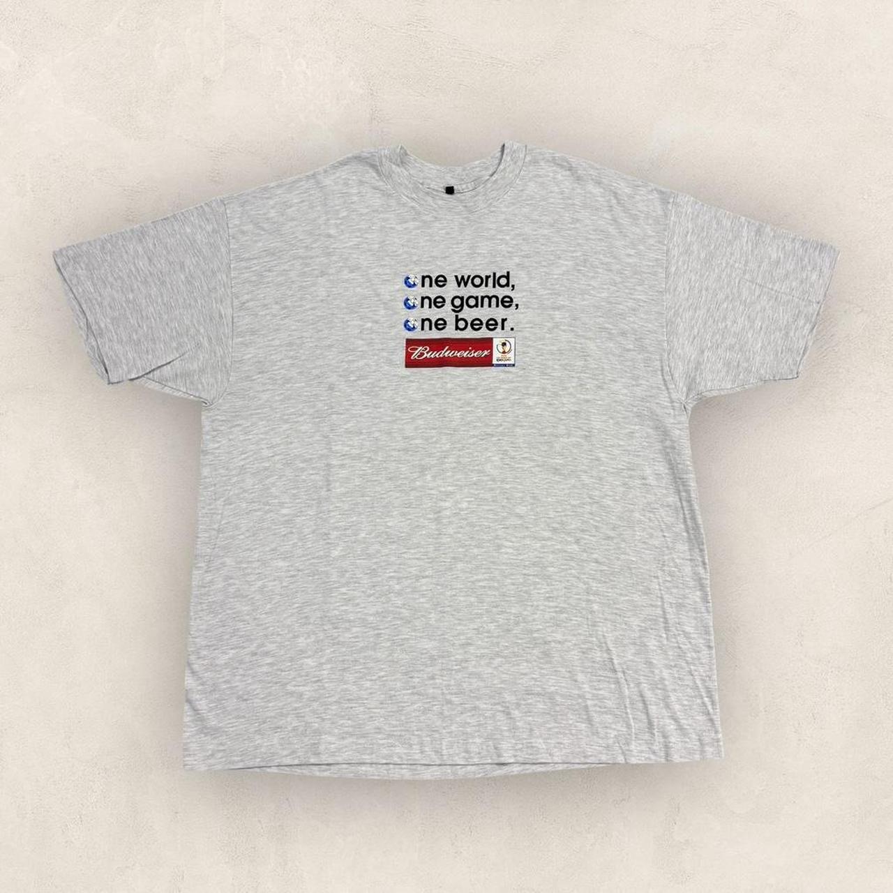 Vintage Y2K Budweiser Korea Japan World Cup football tournament graphic t-shirt