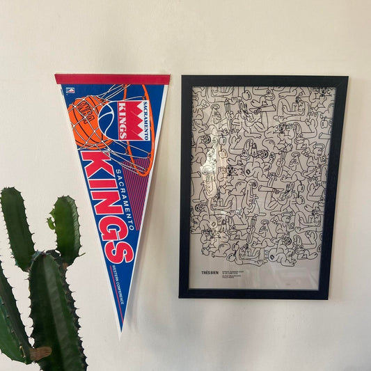 Vintage 90s USA Sacramento Kings NBA basketball felt pennant