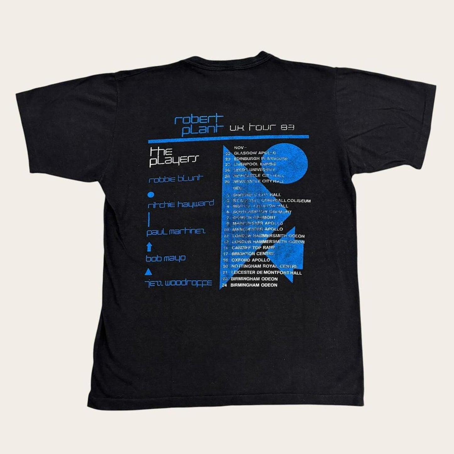 Vintage 80s Robert Plant UK tour Led Zeppelin rock music band t-shirt