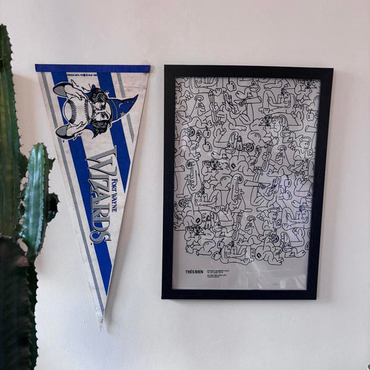 Vintage 90s USA For Wayne Wizards minor league baseball felt pennant