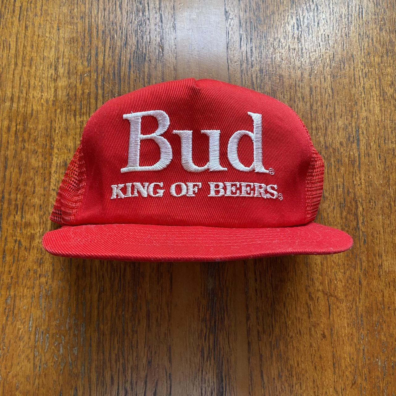 Vintage 90s USA Budweiser Beer graphic trucker cap