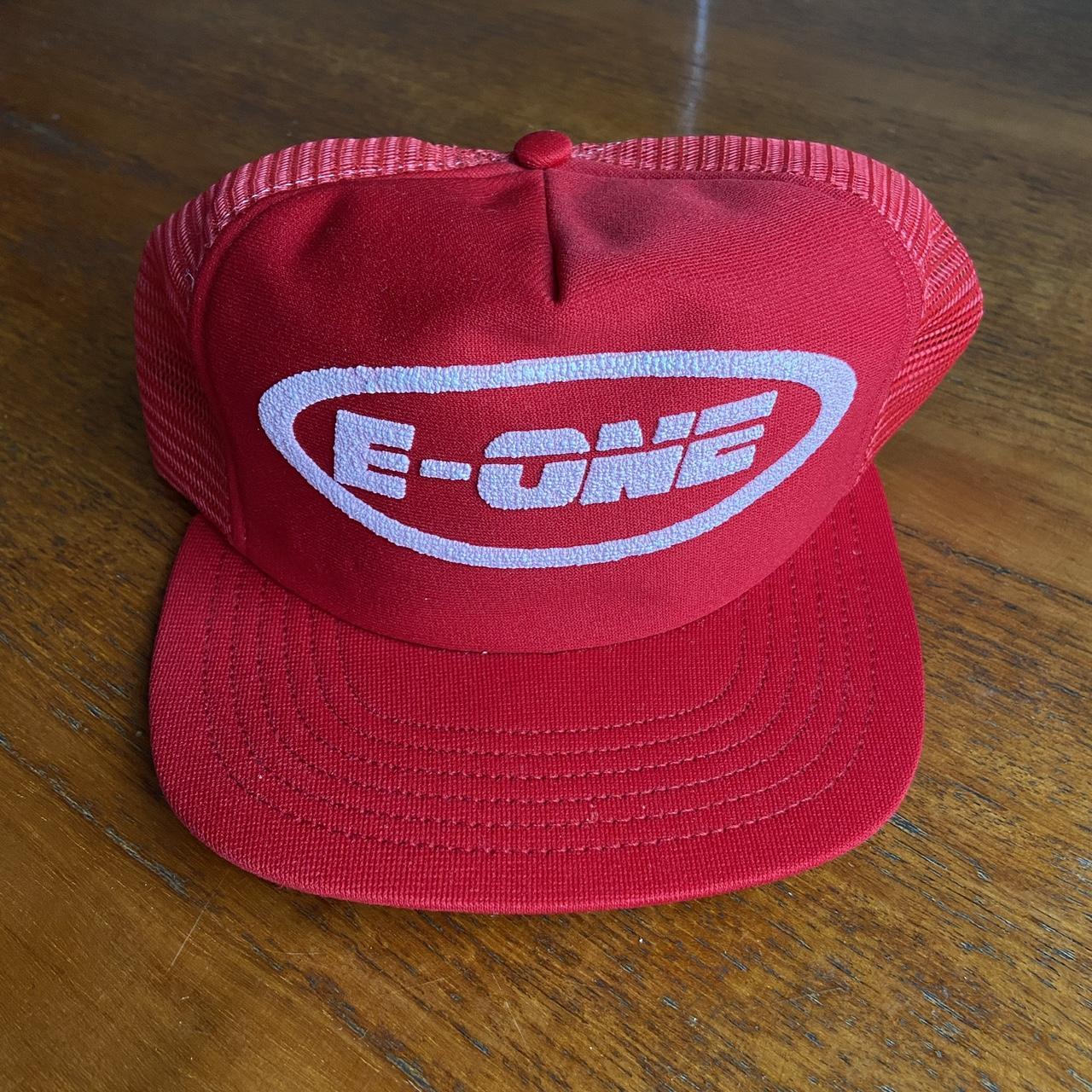 Vintage 90s USA E-One vehicle fire and rescue automobile graphic trucker cap