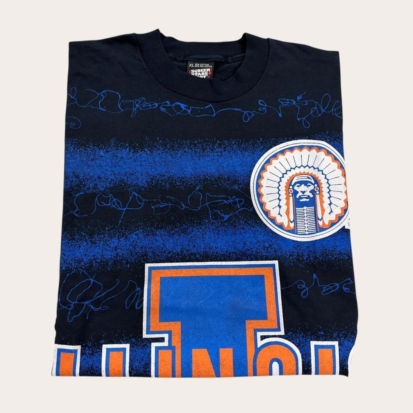 Vintage 90s USA university of Illinois fighting Illini varsity AOP t-shirt