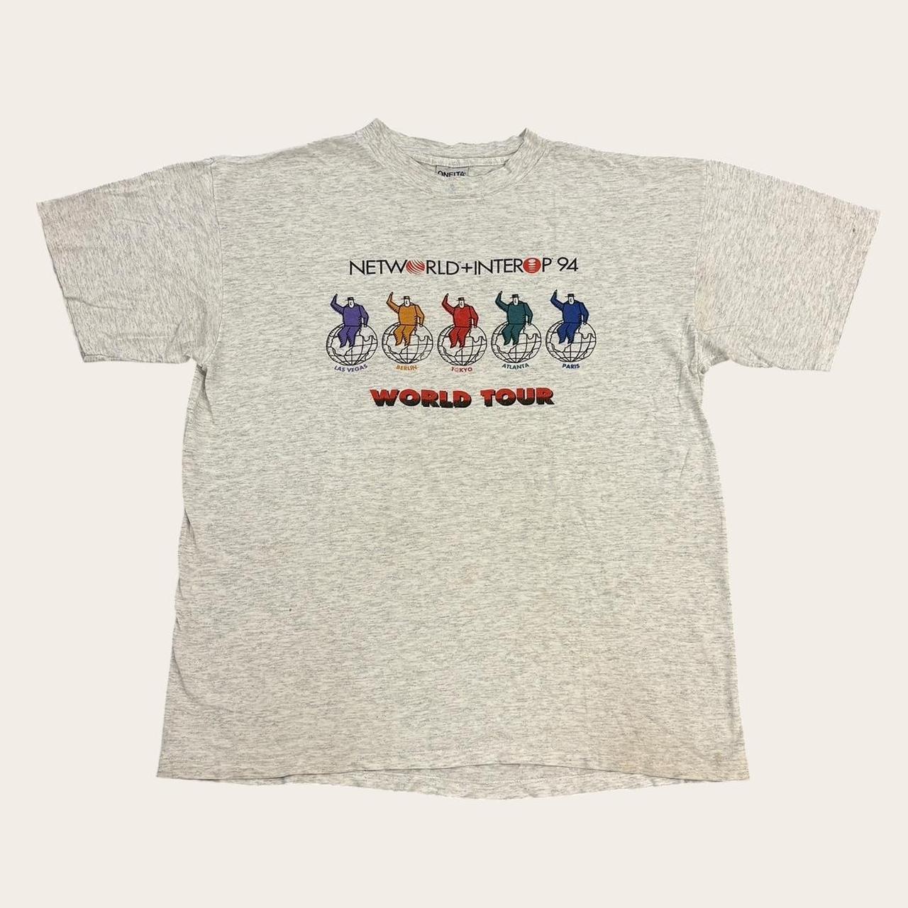 Vintage 90s USA Networld & Interop world tour IT technology trade show t-shirt