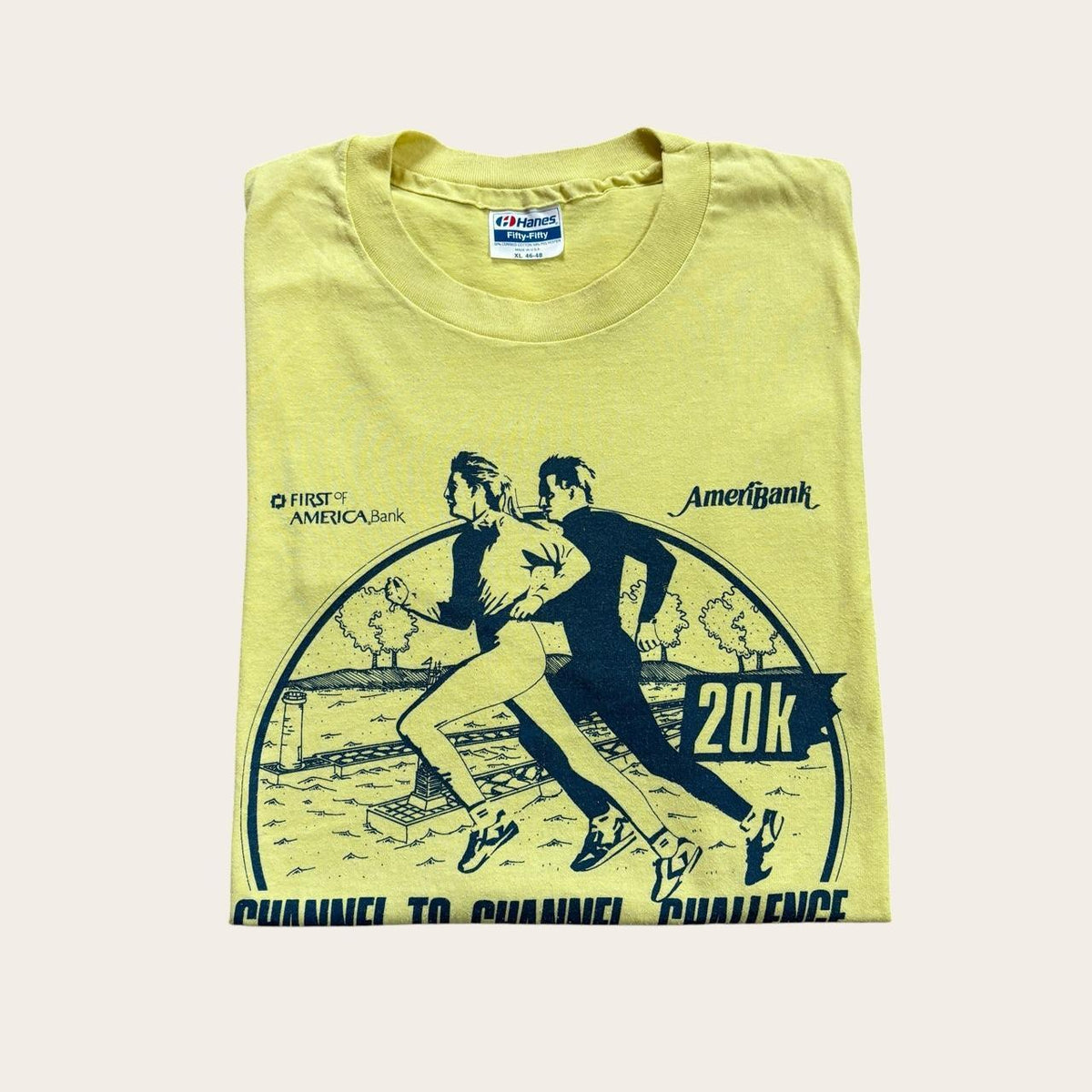 Vintage 90s channel to channel 20K challenge Michigan Road race running t-shirt