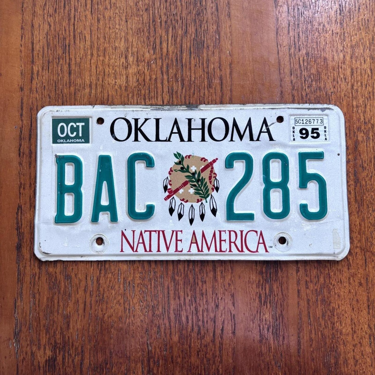 Vintage 90s USA Oklahoma State car automobile American license plate