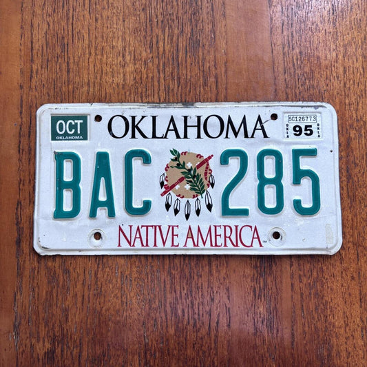 Vintage 90s USA Oklahoma State car automobile American license plate