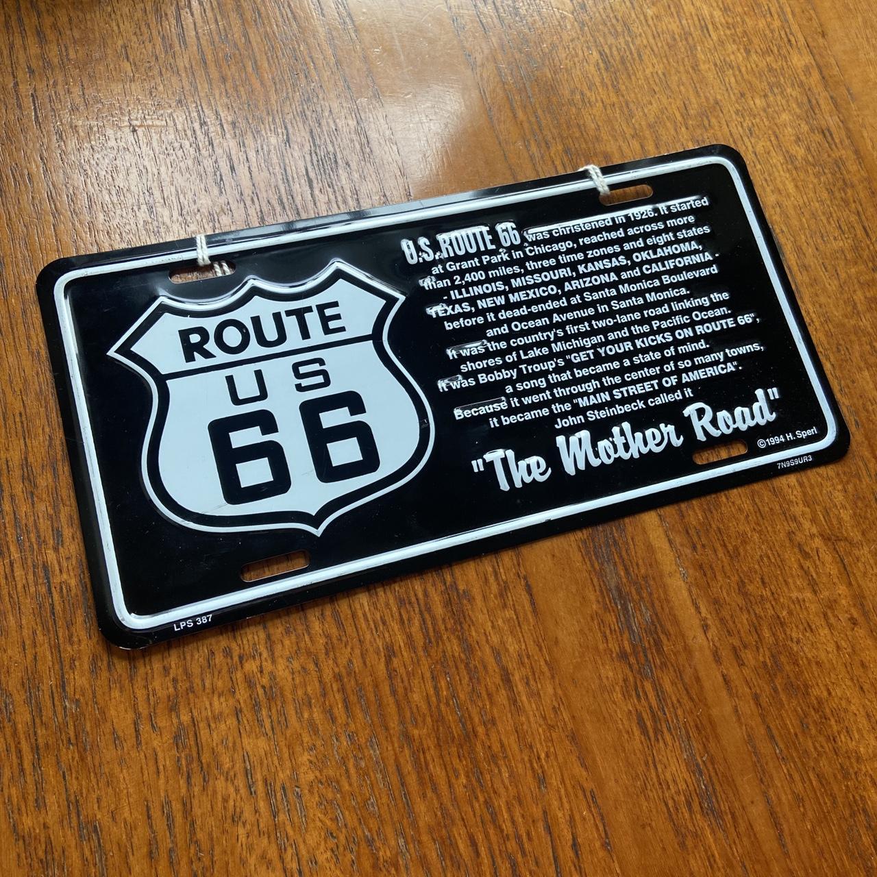 Vintage 90s USA Route 66 highway “the mother road” promotional American license plate