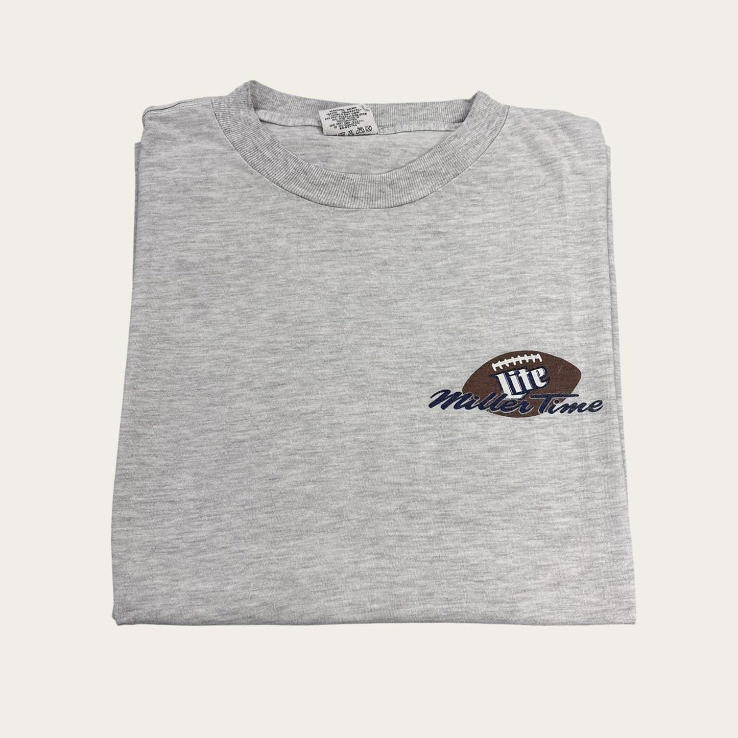 Vintage 90s USA Miller Lite beer time NFL American Football Norfolk live t-shirt