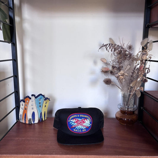 Vintage 90s USA plumbers & steamfitters construction workwear trucker cap