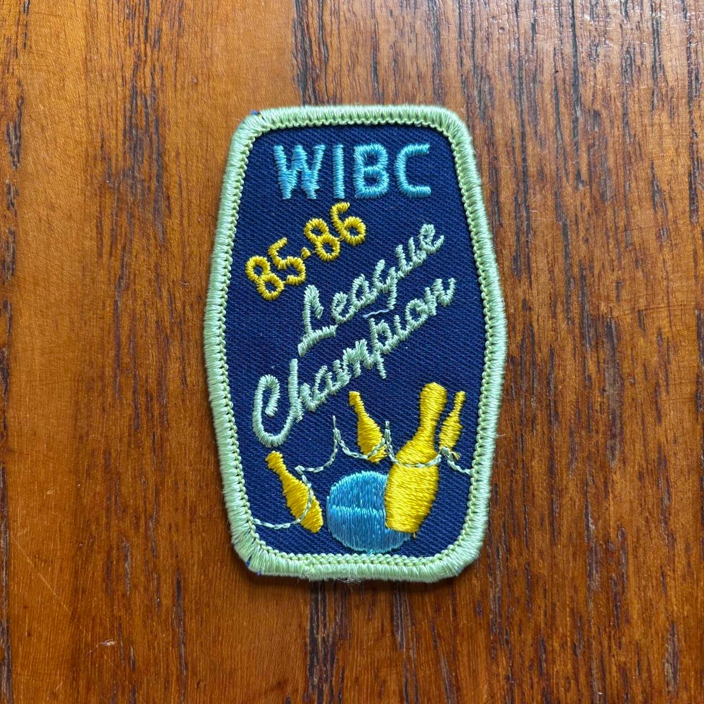 Vintage 80s USA WIBC bowling league champions embroidered patch