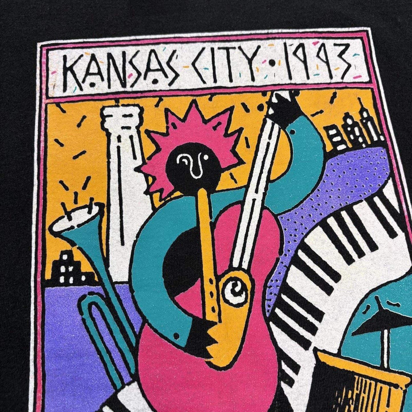 Vintage 90s USA Kansas City blues and jazz festival t-shirt