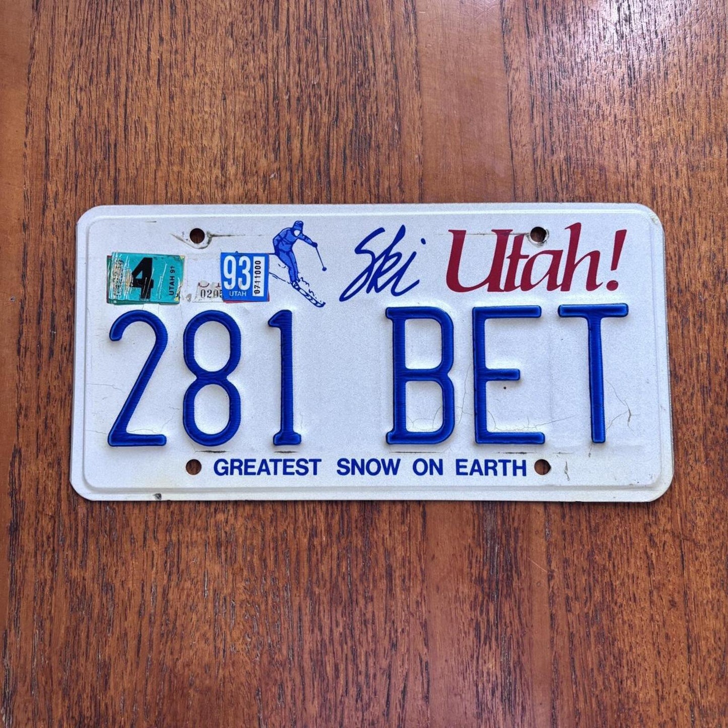 Vintage 90s USA ski Utah State car automobile American license plate