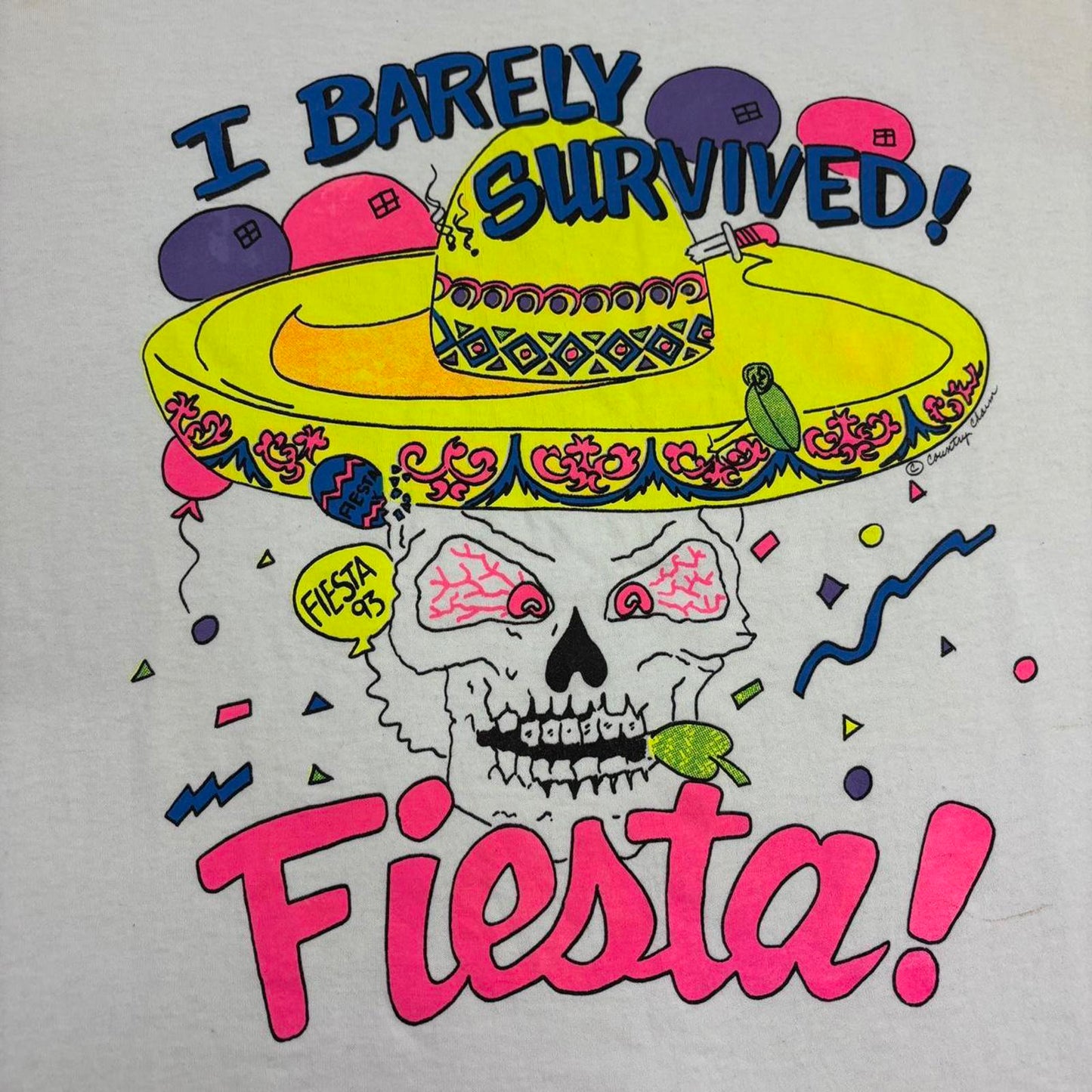 Vintage 90s USA I barely survived Fiesta 93 San Antonio Texas graphic t-shirt