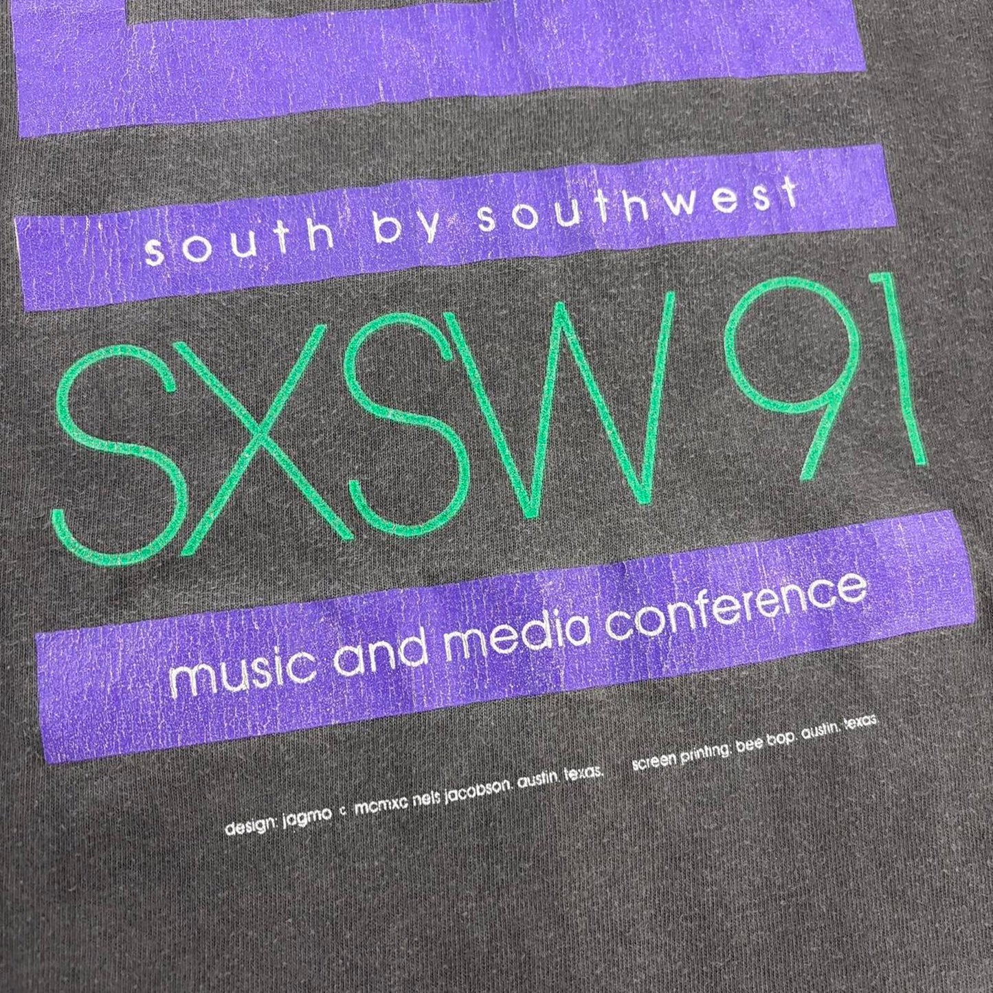 Vintage 90s USA SXSW music festival Austin Texas graphic band t-shirt