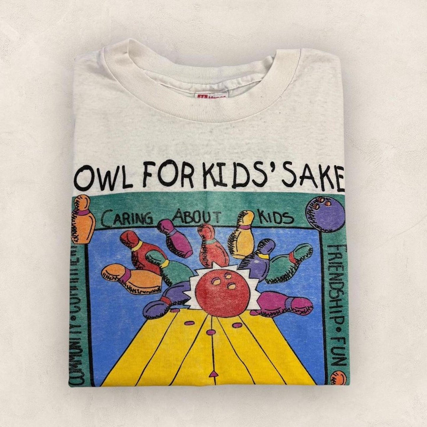 Vintage 90s USA bowling for kid’s charity fundraiser Maryland graphic t-shirt