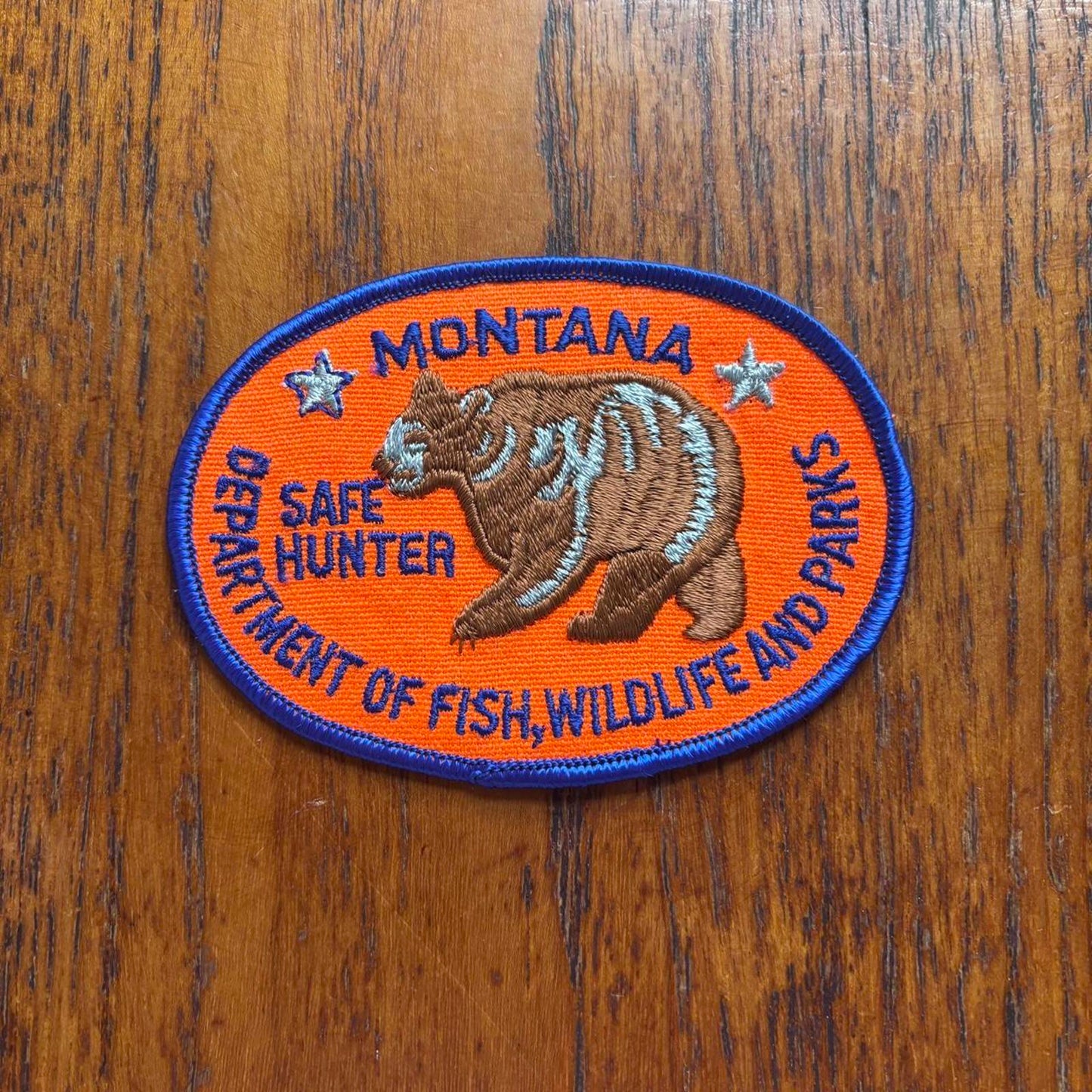 Vintage 90s USA Montana safe hunter department of wildlife embroidered patch