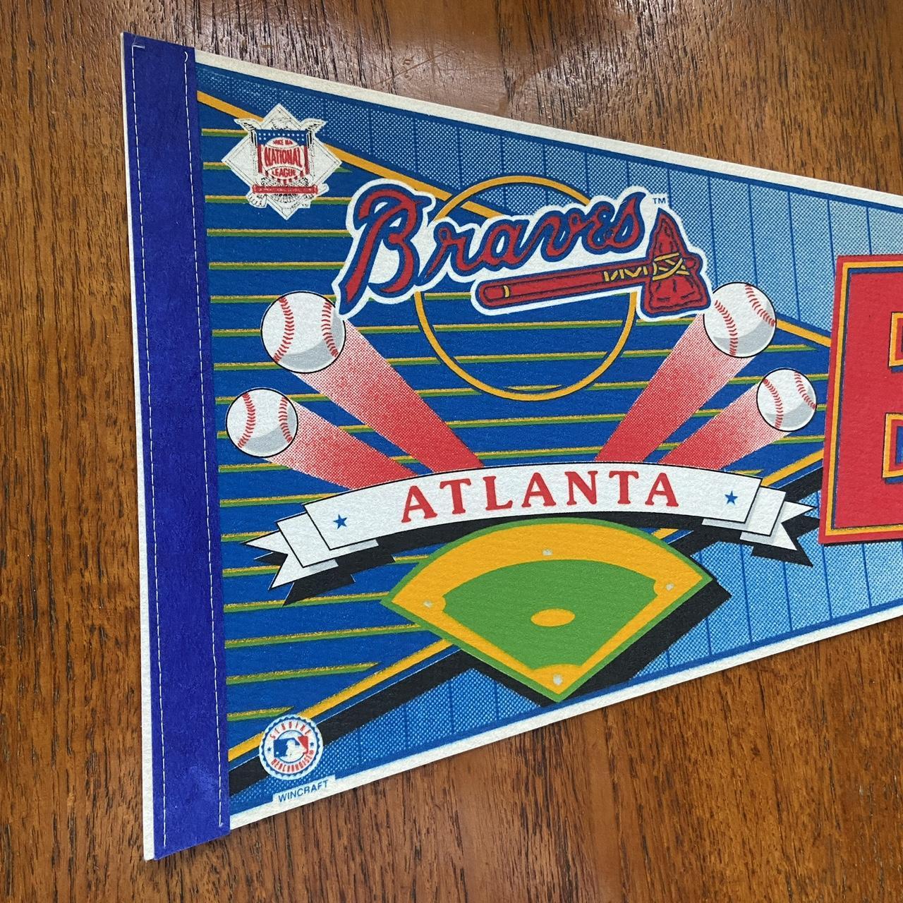 Vintage 90s USA Atlanta Braves Major League Baseball MLB felt pennant