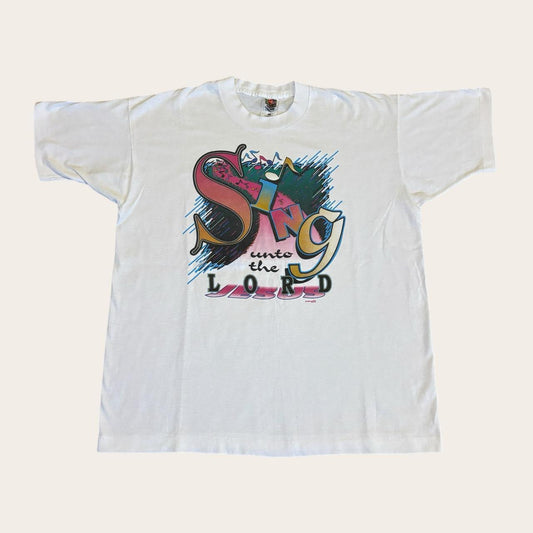 Vintage 90s USA Christian sing unto the lord Jesus Holland Chapel choir t-shirt