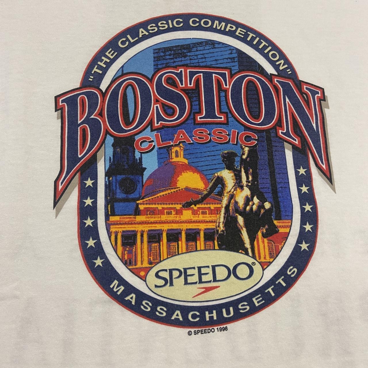 Vintage 90s USA Speedo swimming Boston Classic Massachusetts graphic t-shirt