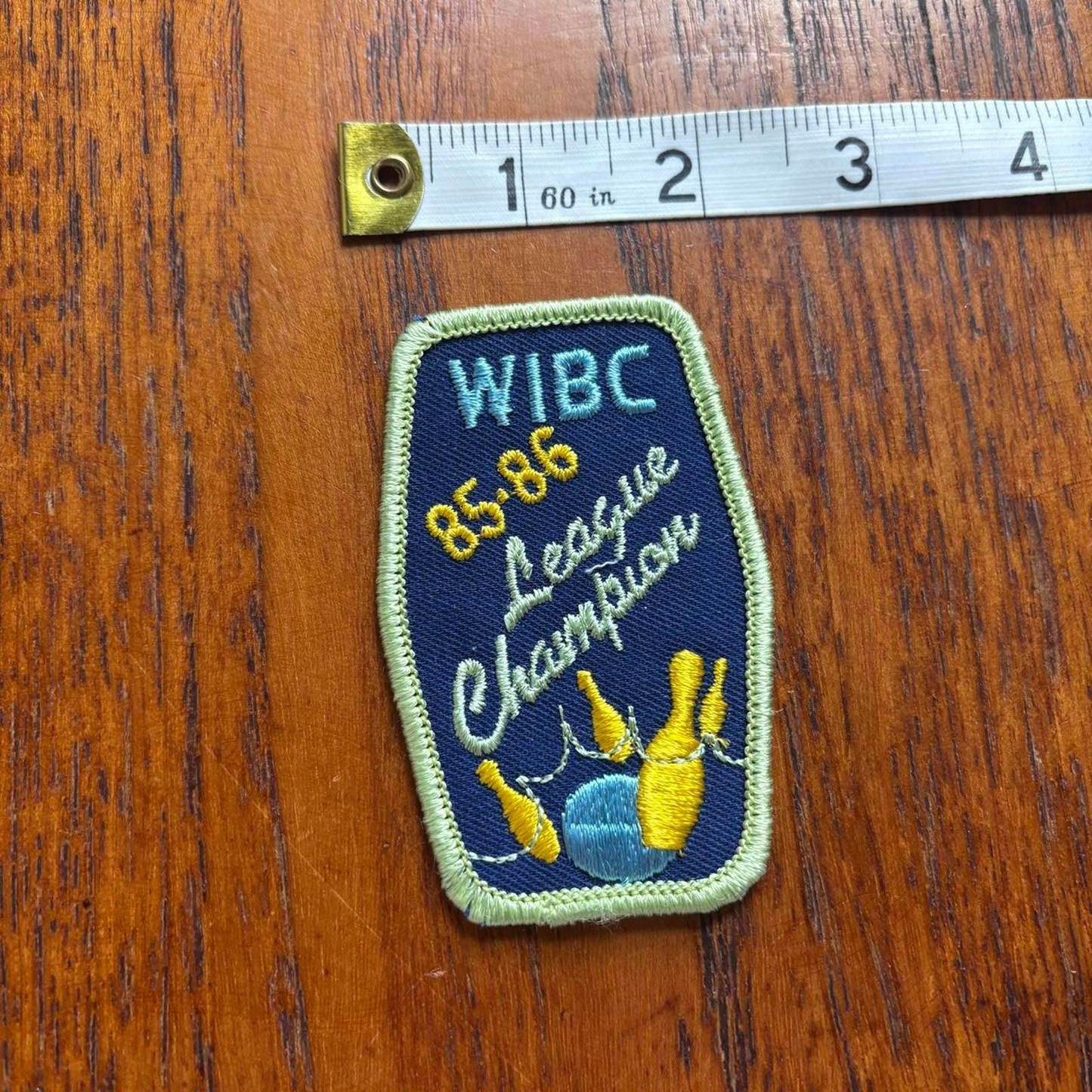 Vintage 80s USA WIBC bowling league champions embroidered patch
