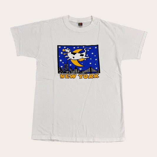 Vintage Y2K New York City cow jumped over the moon graphic t-shirt
