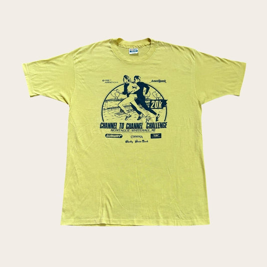 Vintage 90s channel to channel 20K challenge Michigan Road race running t-shirt