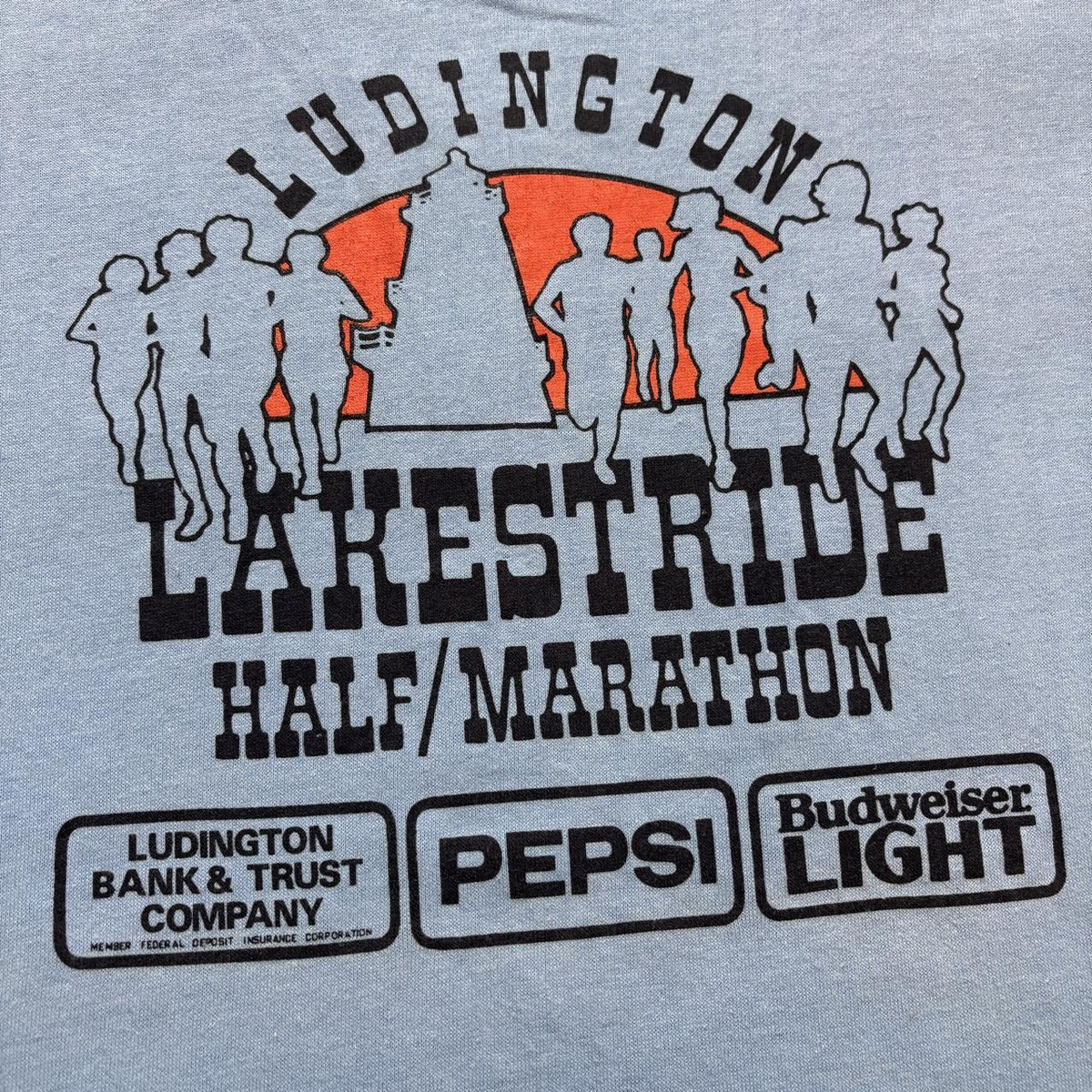 Vintage 80s USA Ludington lakestride marathon Michigan road race running t-shirt