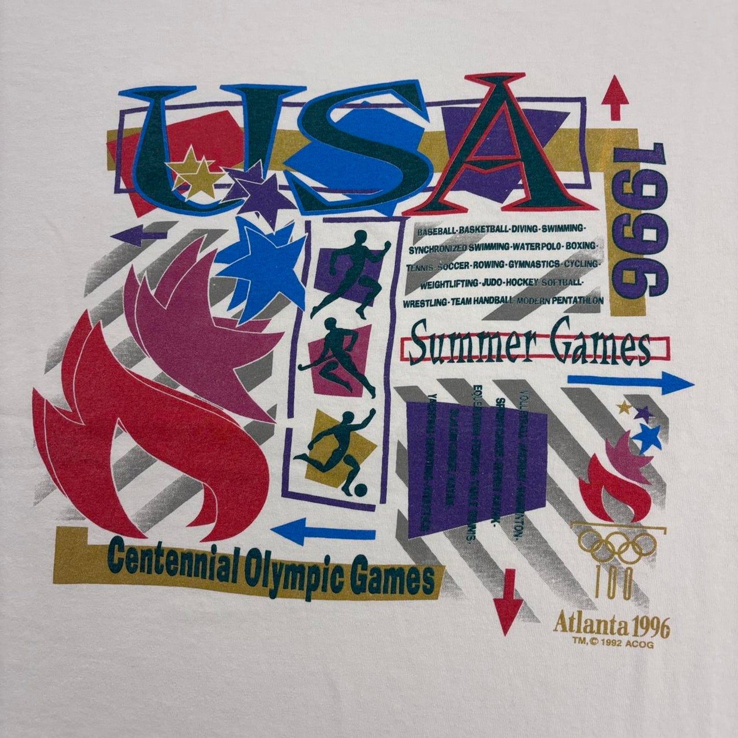 Vintage 90s USA Atlanta Olympics summer games athletics graphic t-shirt