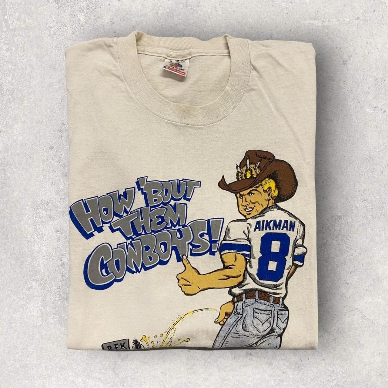 Vintage 90s USA Dallas Cowboys Troy Aikman NFL American Football graphic t-shirt