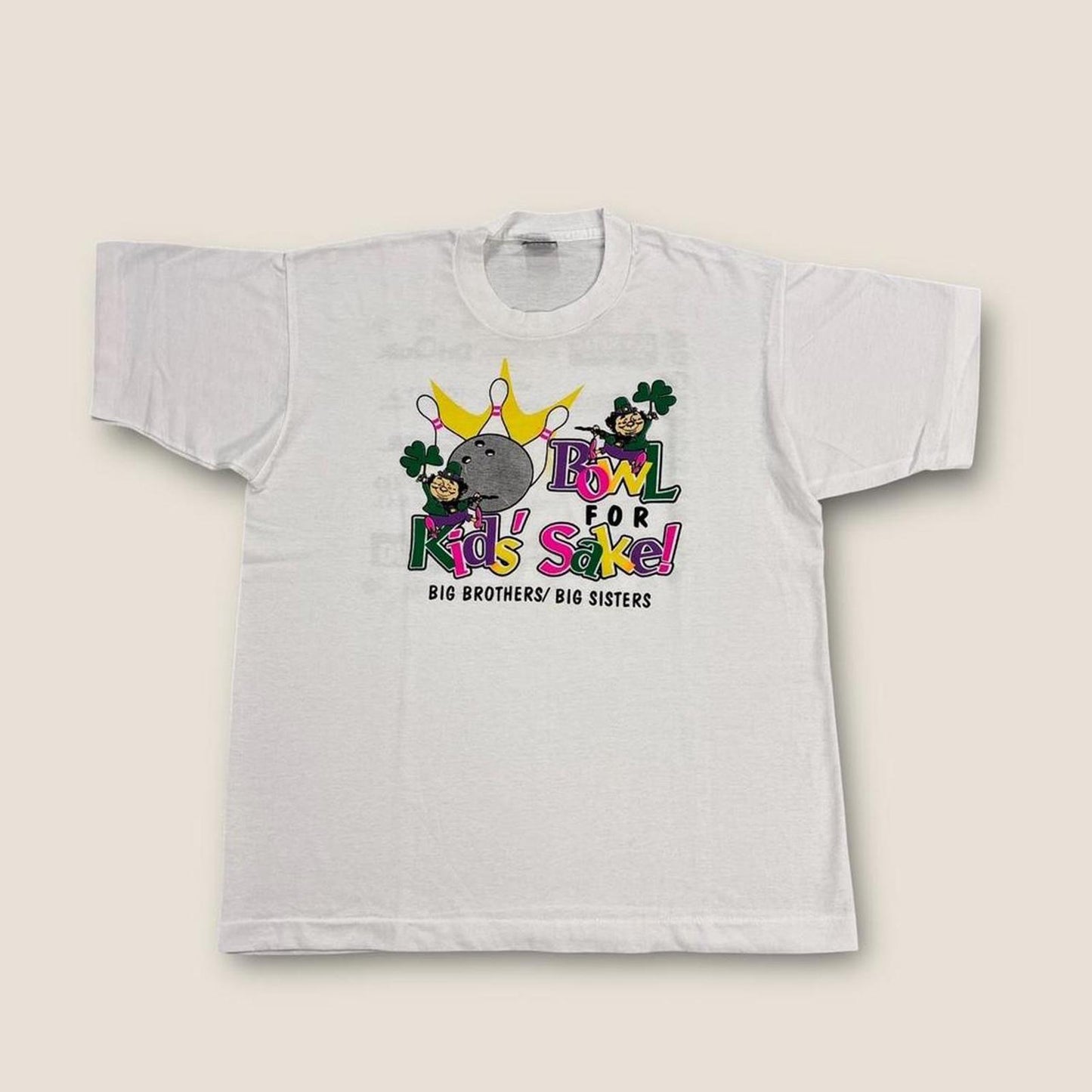 Vintage 90s USA bowling for kids sake  charity fundraiser leprechaun t-shirt