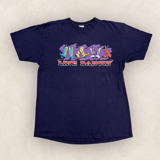 Vintage 90s USA Line Dancing rodeo western cowboy graphic t-shirt