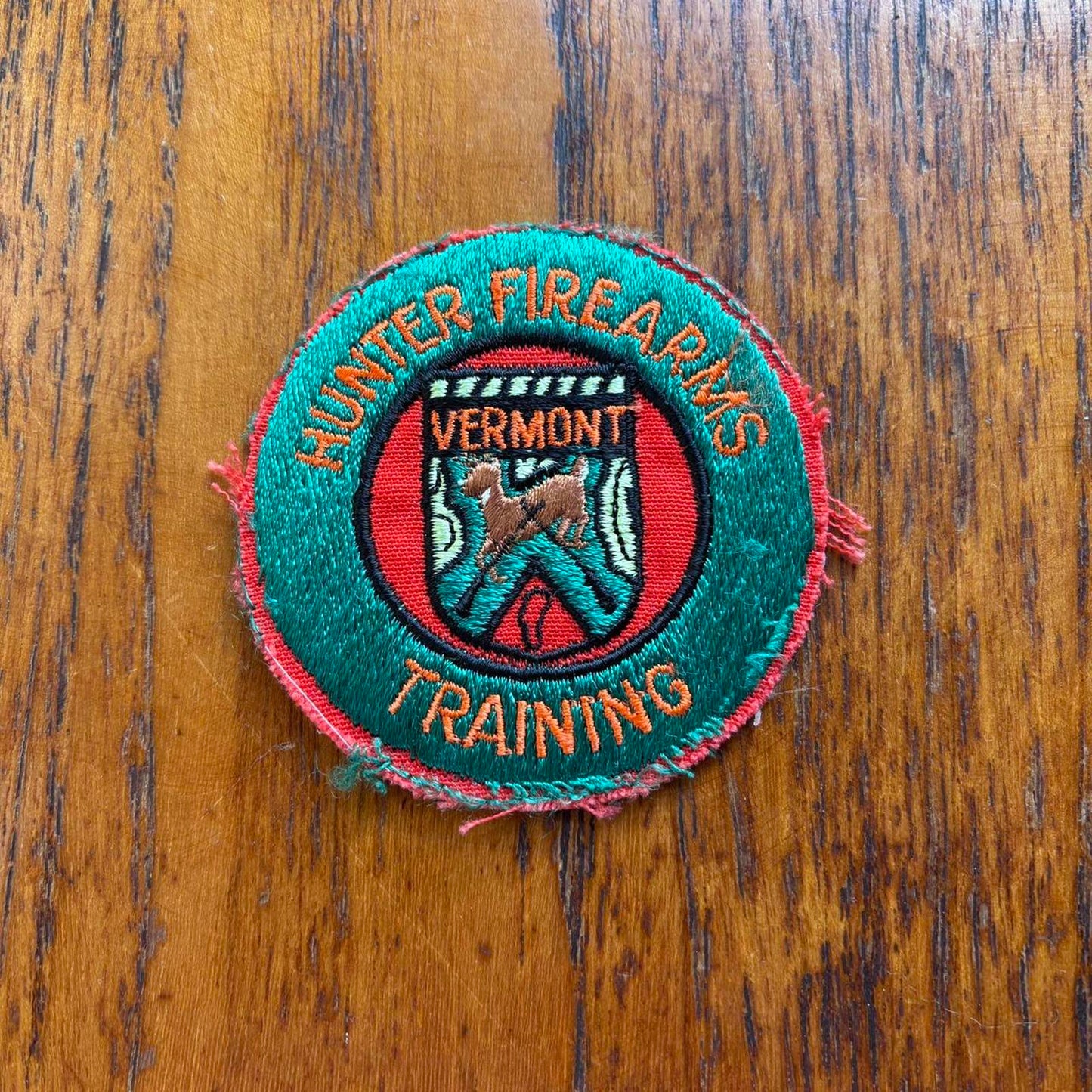Vintage 90s USA Vermont hunter firearms training embroidered patch