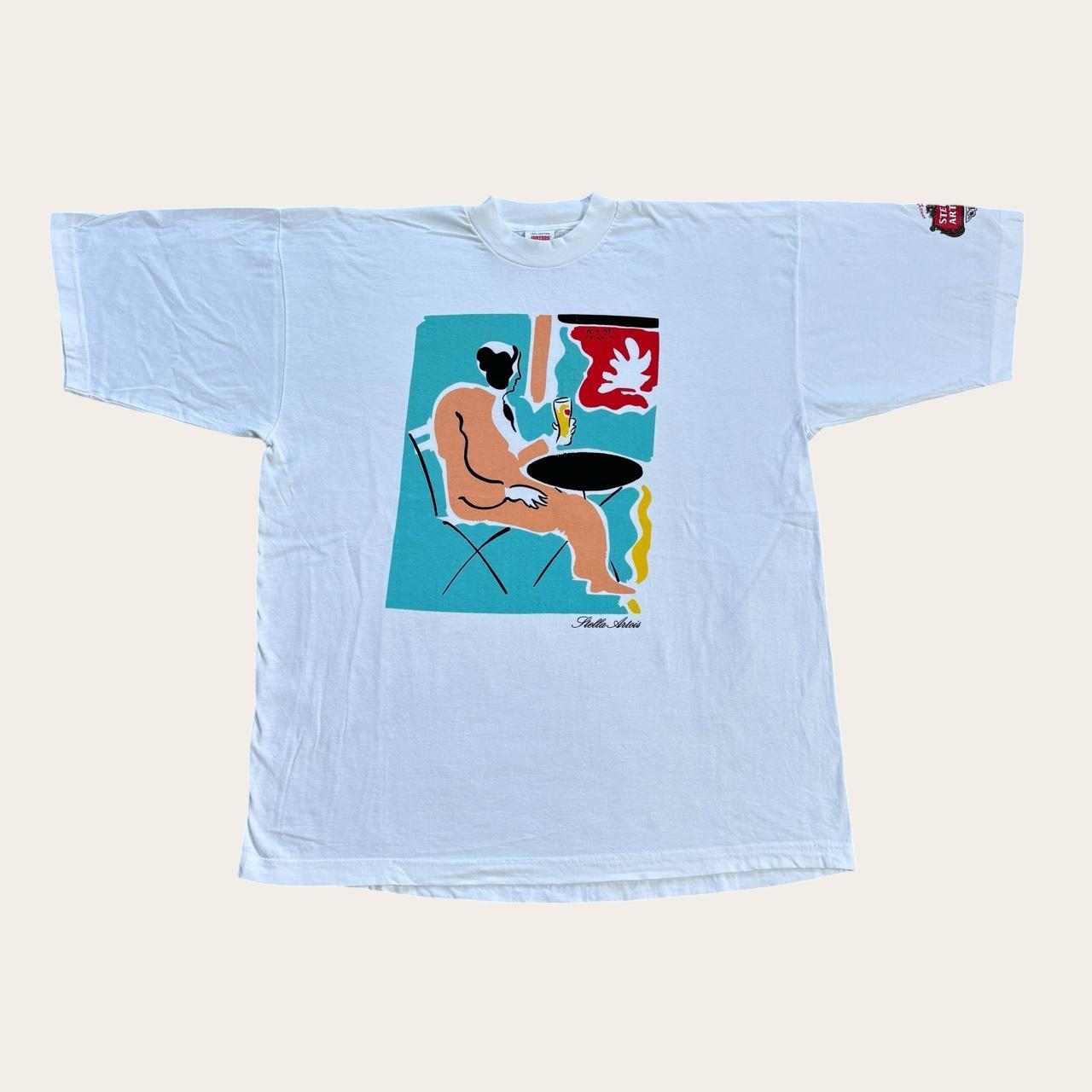 Vintage 90 Stella Artois lager beer modernism art style t-shirt