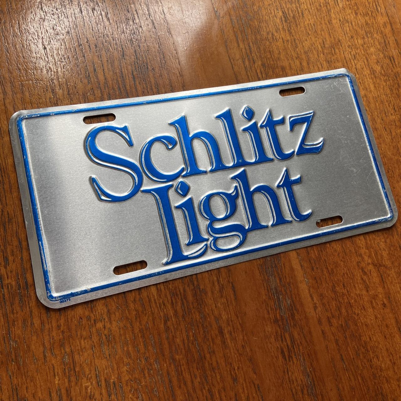 Vintage 80s USA Schlitz light beer brewery Milwaukee Wisconsin American license plate