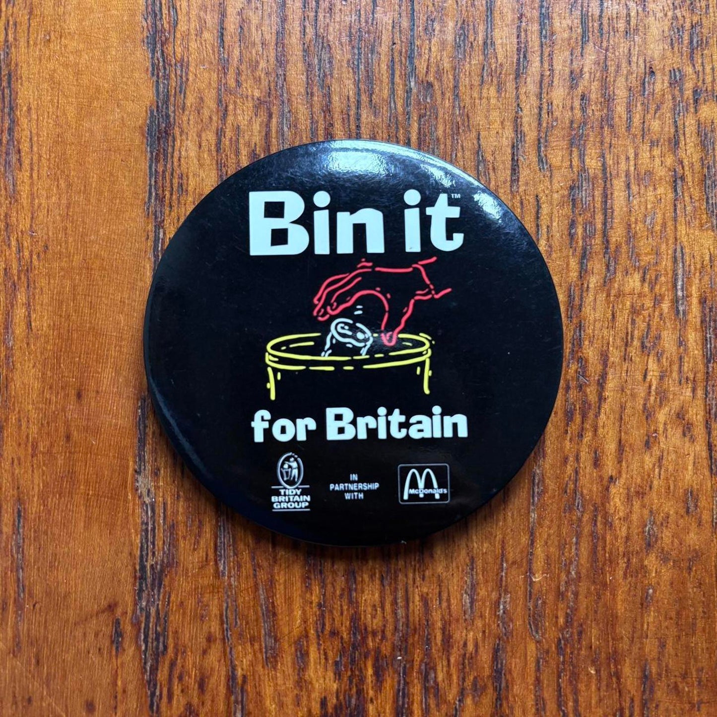 Vintage 90s McDonald’s Bin it for Britain campaign pin badge
