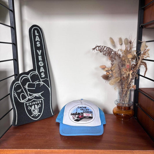 Vintage 90s USA Cache Valley cheese company Utah graphic trucker cap