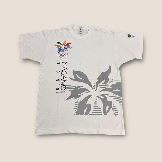 Vintage 90s Nagano Winter Olympics Japan snow sports graphic t-shirt