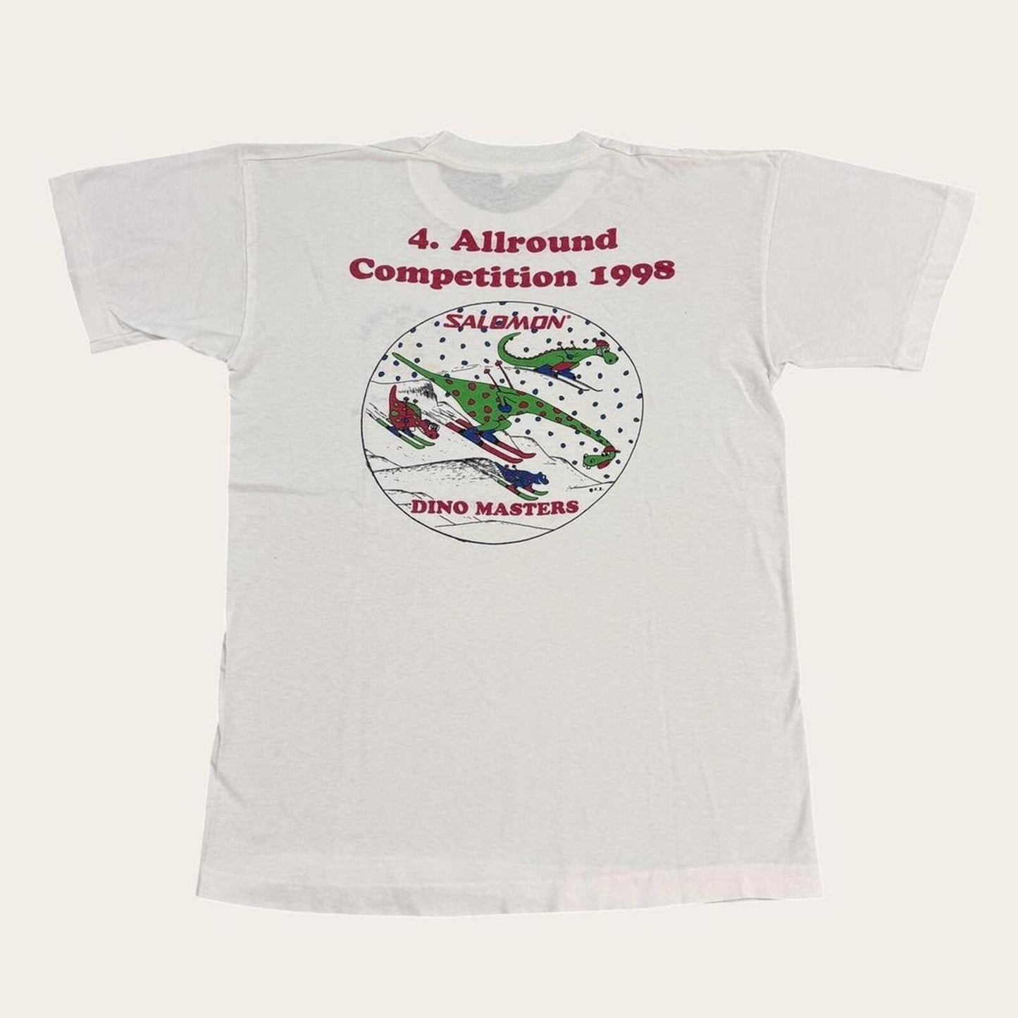 Vintage 90s Salomon dino masters completion winter snow sports skiing t-shirt