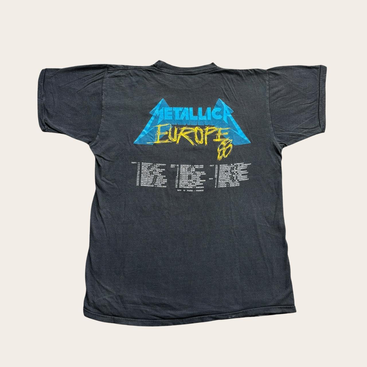 Vintage 80s USA Metallica justice for all European tour metal rock band t-shirt