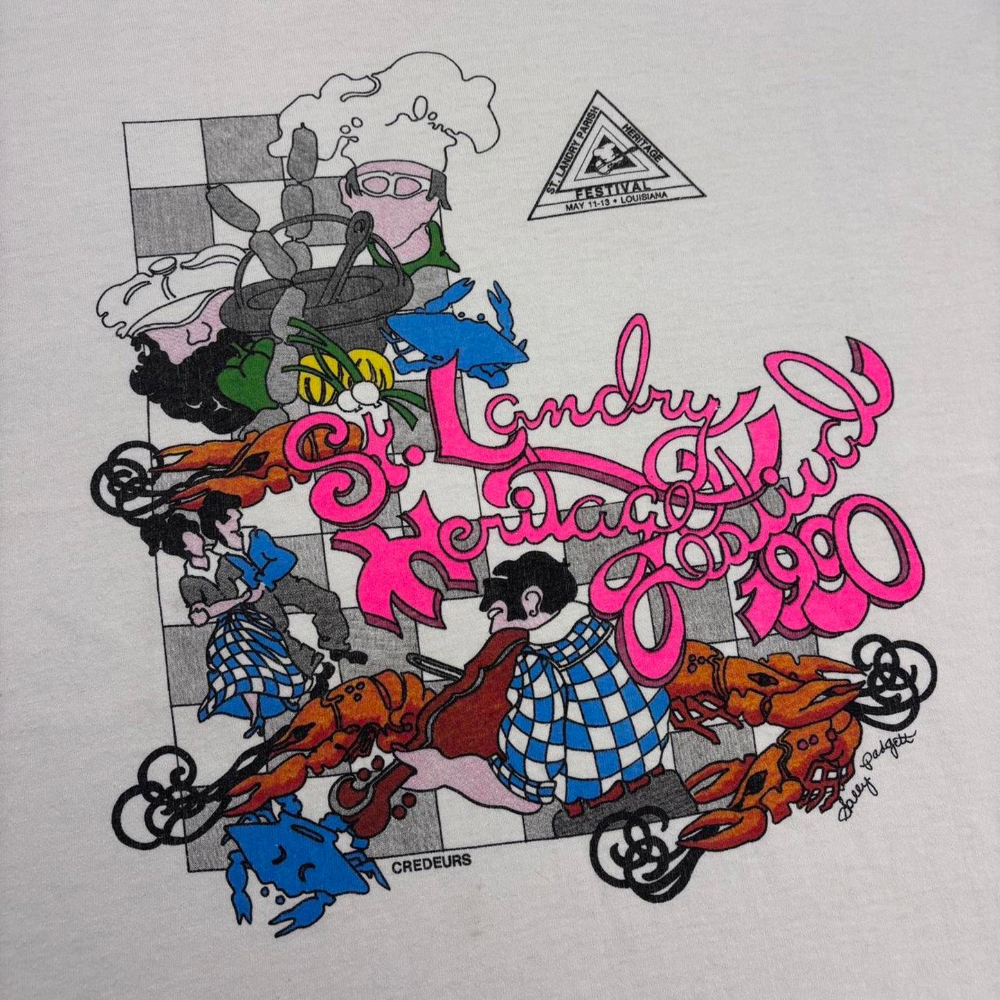 Vintage 90s USA St Landry Heritage Festival New Orleans souvenir graphic t-shirt