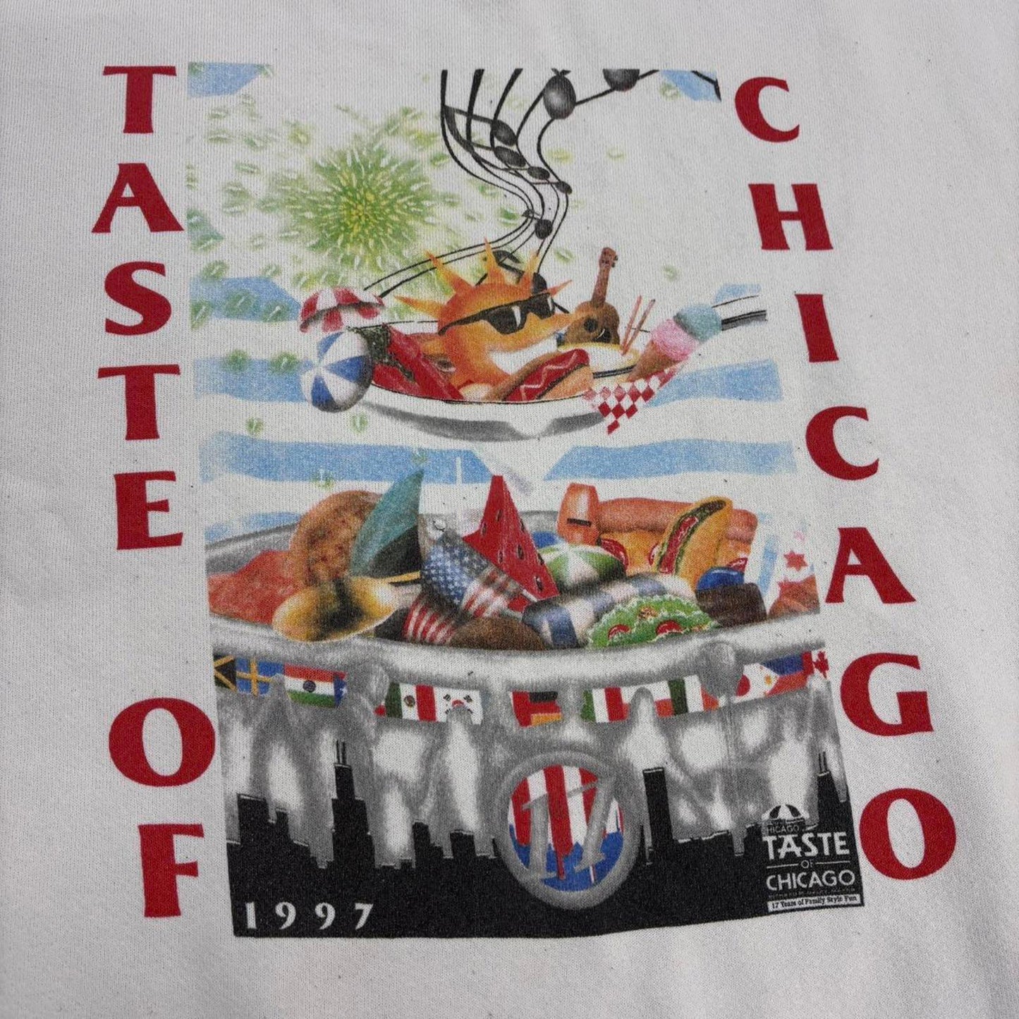 Vintage 90s USA Taste of Chicago food festival 1997 tourist souvenir sweatshirt