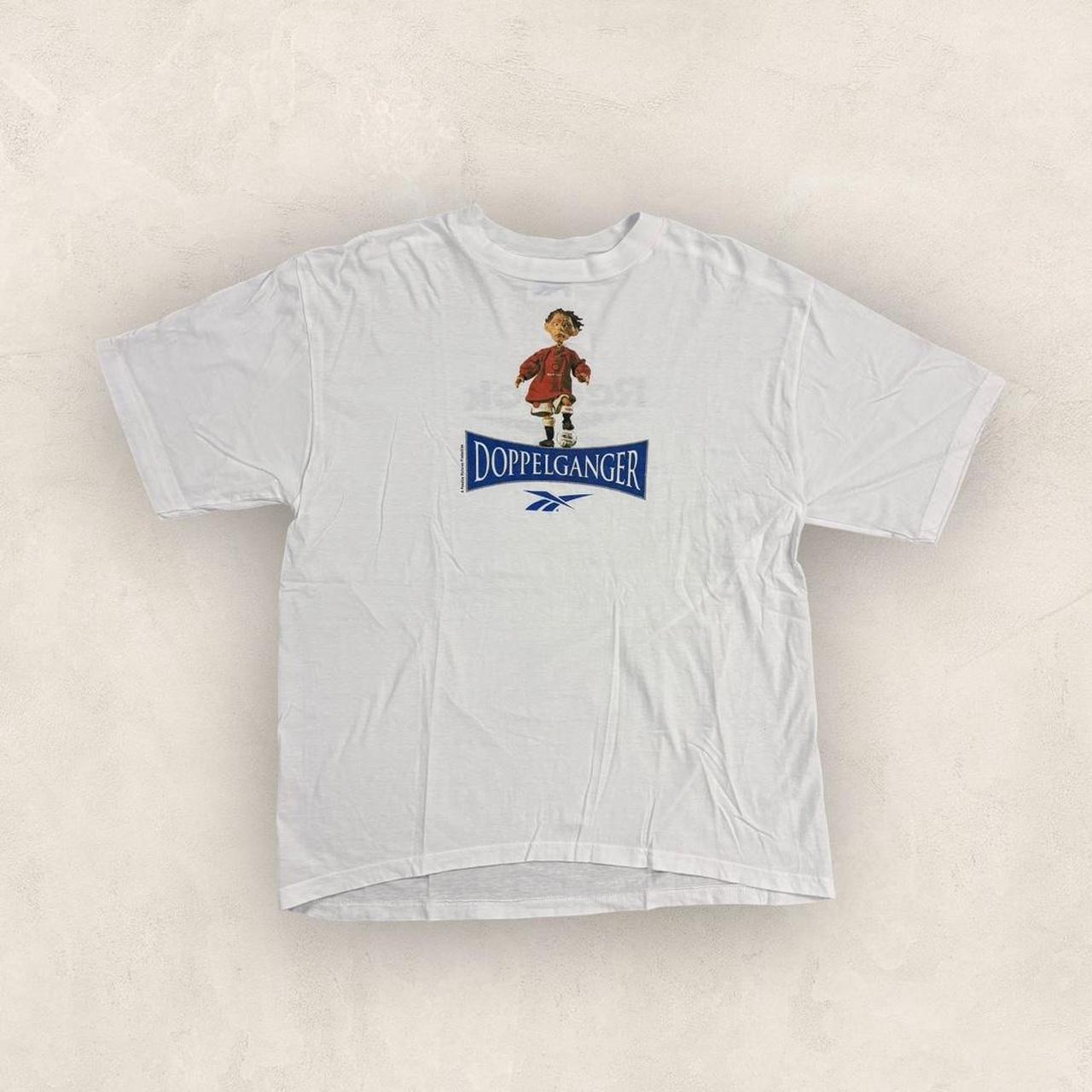 Vintage 90s USA Ryan Giggs Manchester United doppelgänger short film Reebok graphic t-shirt