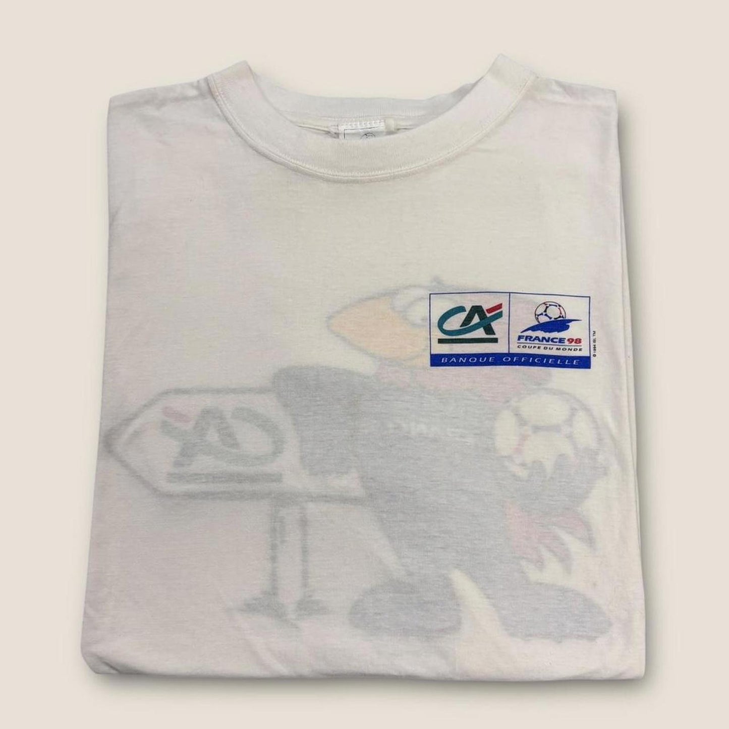 Vintage France 98 World Cup football tournament footix mascot t-shirt