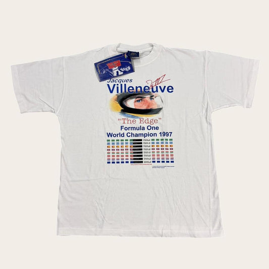 Vintage 90s Jacques Villeneuve F1 Formula One world champion motorsport t-shirt