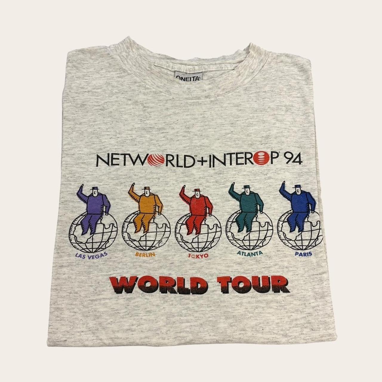 Vintage 90s USA Networld & Interop world tour IT technology trade show t-shirt